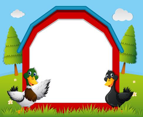 Border template with ducks in the farm