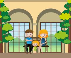 Family members sitting on the bench vector