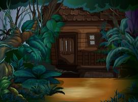 Wooden house in the deep forest vector