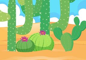 Desert field with beautiful cactus vector