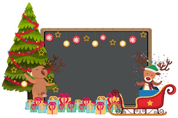 Blackboard with two reindeers and presets