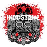  industrial emblem with skull vector