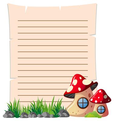 Paper template with mushrooms