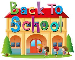 Back to school theme with kids going to school vector