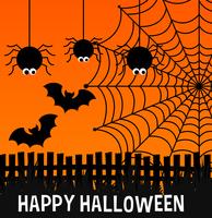 Happy halloween poster with spiders and web vector