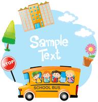 Paper template with children riding on bus vector