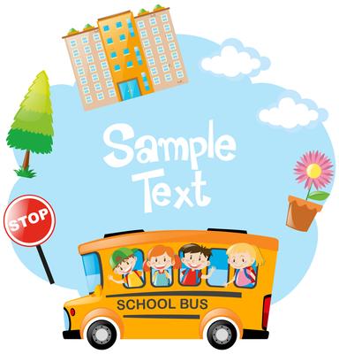 Paper template with children riding on bus