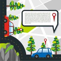 Road with cars and location details vector