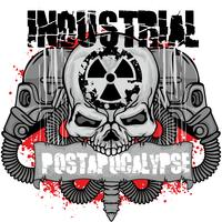  industrial emblem with skull vector