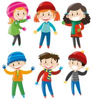 Boys and girls in winter outfit