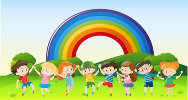 Happy children playing in park vector