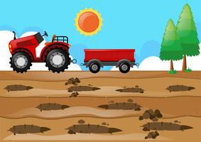 Farm scene with tractor in the field