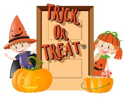 Kids and trick or treat on halloween night vector