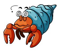 Hermit crab with dizzy face vector