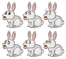 White bunny with different emotions vector