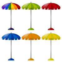 Umbrella in six different colors vector