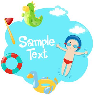 Paper template with boy in the pool