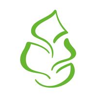 Logotipo de la hoja verde del té. Icono de vector de elemento de naturaleza ecología. Bio vegano caligrafía bio dibujado a mano ilustración
