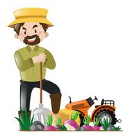 Farmer and tractor in the farm vector