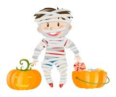 Halloween theme with boy in zombie costume vector