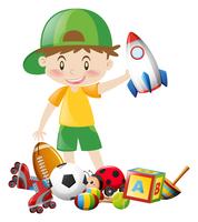 Little boy and many toys vector