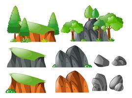 Rocks and cliff set vector