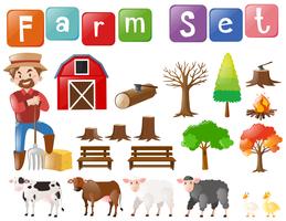 Farm set with farmer and other elements