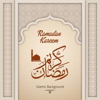 Ramadán Kareem saludo fondo arco islámico vector