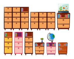 Different design of bookshelves vector