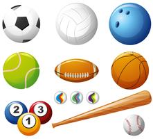 Different types of balls on white background vector