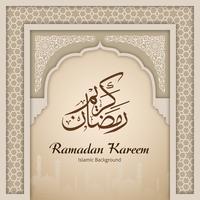 Ramadán Kareem saludo fondo arco islámico vector