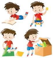 Happy boy in four actions vector