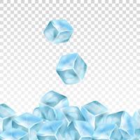 Cubitos de hielo realistas sobre un fondo transparente. Ilustración vectorial
