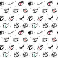 eye lashes doodle pattern seamless vector