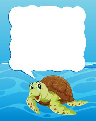 Border template with sea turtle swimming