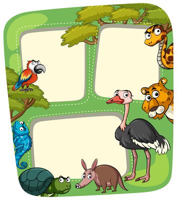 Paper template with wild animals