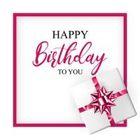 Birthday greeting card with realistic gift box and decorative bow vector