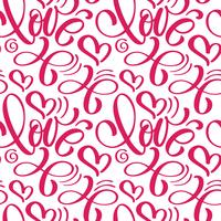 Seamless pattern with hand painted Valentine love and heart vector