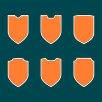 Blank orange shield badge shape template set collection vector