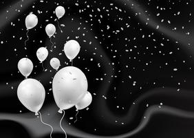 Silver balloons on elegant black marble texture  vector