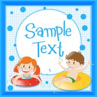 Frame template with kids in floating rings vector