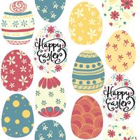 happy Easter day cute colorful eggs pattern seamless vector