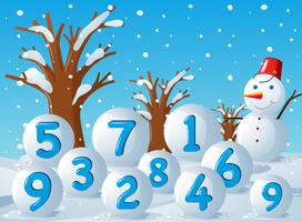 Scene with numbers on snow balls vector