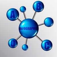 Vector molecules or particles with bonds. Infographics.