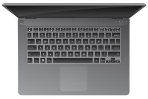 Laptop Computer, Top Down View, Keyboard, Realistic Vector Illustration