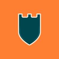 Glossy Tosca shield with castle shape blank badge template vector