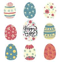set of colorful pattern Easter egg flat vector
