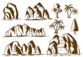 Doodle mountains and trees vector