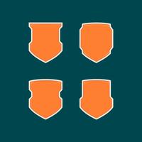 Blank modern futuristic orange shield badge shape template set collection vector