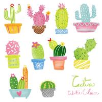 pastel Watercolor cactus vector set